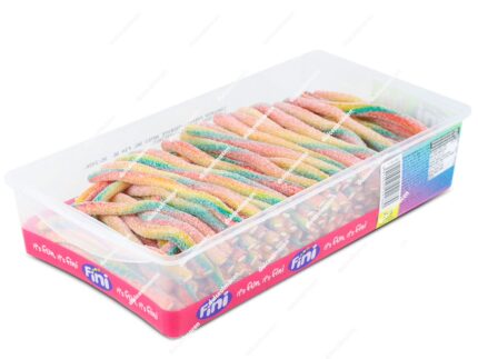 Estuche de 200 unidades de regaliz Fini Rellenitos Tornado con pica, piezas multicolores con relleno blanco y cobertura ácida - Dulcealmacen