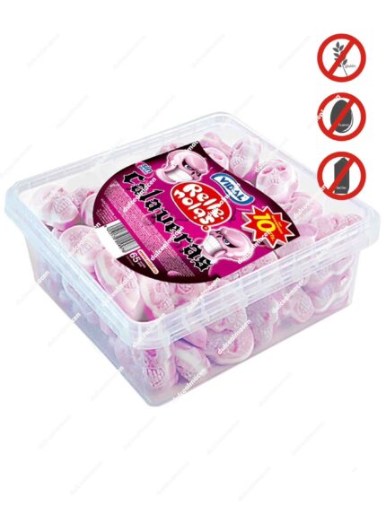 Tarro expositor de 75 unidades de gominolas con forma de calavera sin gluten de la marca Vidal, gama Rellenola - Dulcealmacen