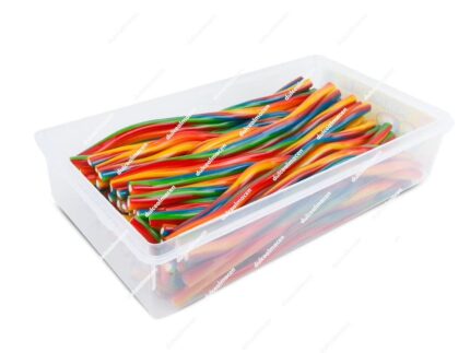 Estuche de plástico transparente con tapa de regalices gigantes rellenos de acabado liso y colores surtidos Damel Maxirellenos de 75 unidades - Dulcealmacen