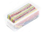 Tarro de 290 g de gominolas Damel Cintas Arcoiris multicolor tipo lengua con recubrimiento de azúcar pica y sellos vegano y halal - Dulcealmacen