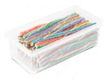 Tarro de 290 g de gominolas Damel Rellenitos Arcoiris con exterior multicolor pica sour y relleno blanco, con sellos vegano y halal - Dulcealmacen