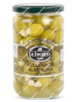 Tarro de cristal de 780 g de Aceitunas verdes Rellenas de Almendra La Encajera, línea Selección Gourmet - Dulcealmacen