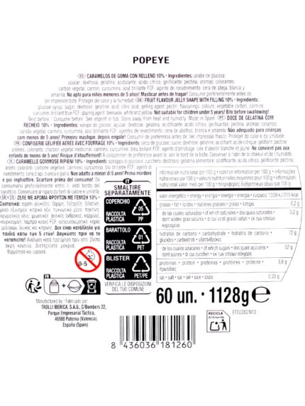 Bote redondo de 60 unidades de Ojos de Trolli Pop Eye Original, mostrando las gominolas con forma de ojo dentro de sus cápsulas individuales - Dulcealmacen