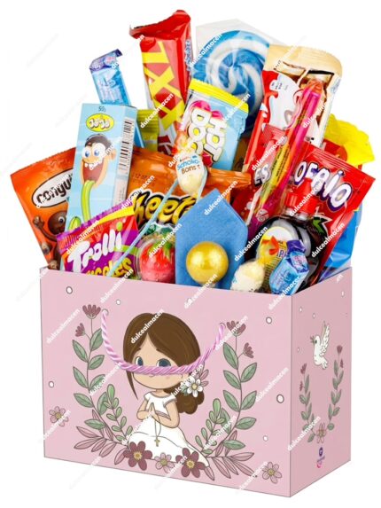 Bolsa chocolates comunión detalle con lazo y tarjeta de regalo para invitados