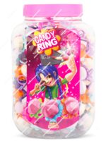 Bote transparente de 170 unidades de caramelos Candy Ring JL, anillos de tiza de colores surtidos para fiestas infantiles - Dulcealmacen