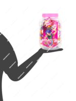 Bote transparente de 170 unidades de caramelos Candy Ring JL, anillos de tiza de colores surtidos para fiestas infantiles - Dulcealmacen