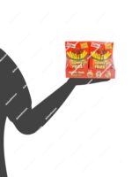 Caja expositora de cartón roja con ilustraciones de patatas fritas dulces, salsa Souracha y sobre Nippers Crunchy Zed Candy Gummy Fries de 12 unidades - Dulcealmacen
