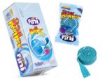Caja expositora azul de Fini Roller Fizz con 18 unidades de lenguas de gominola enrolladas sabor frambuesa extra ácida - Dulcealmacen
